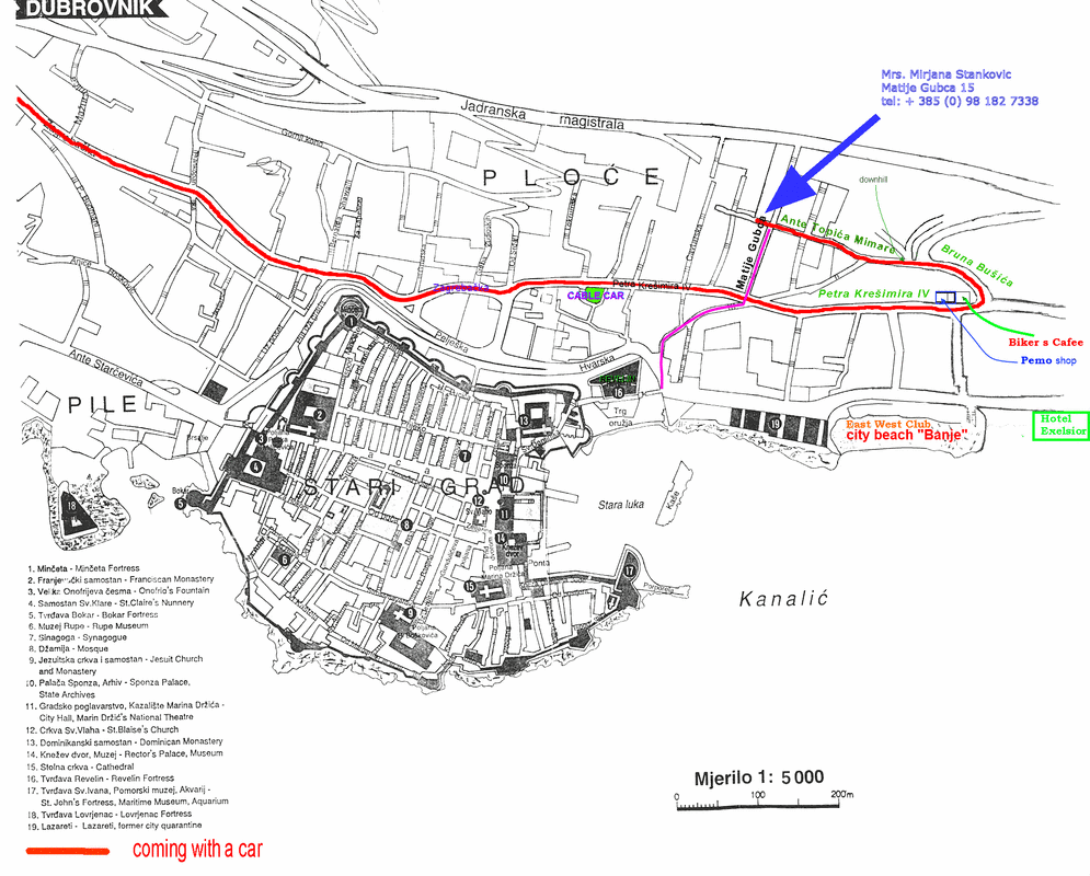 Map of Dubrovnik town